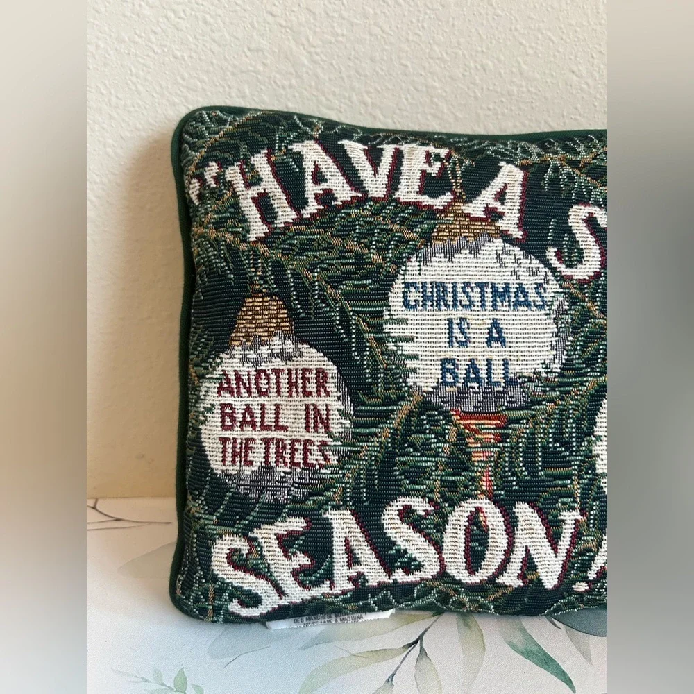 Vintage holiday cross stitch golf pillow